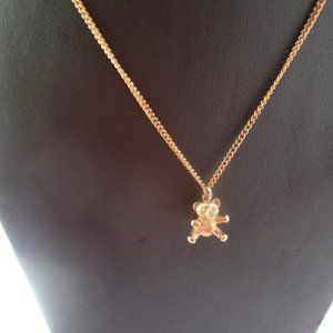 Gold Plate Teddy Bear Pendant Necklace